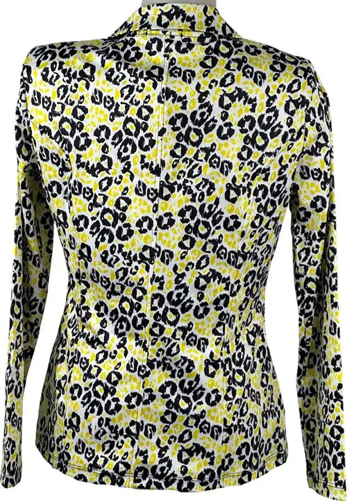 Angelle Milan - Licht gele bloemenprint travelstof blazer voor Dames - Travelstof - Comfort - Strijkvrij - Duurzaam - In 5 maten! - Mapsy B.V