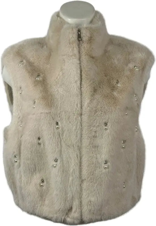 Chique Mouwloos Bodywarmer met Hoge Kwaliteit Faux Fur en Strass Steentjes - Dé wintertrend van 2024! - in 4 Kleuren - One Size