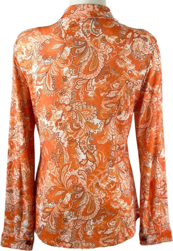 Angelle Milan - Oranje Blouse voor Dames - Travelstof - Ademend - Kreukherstellend - Duurzaam - Maat L - in 5 maten!