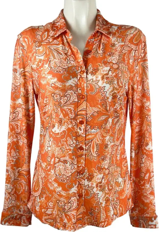 Angelle Milan - Oranje Blouse voor Dames - Travelstof - Ademend - Kreukherstellend - Duurzaam - Maat L - in 5 maten!