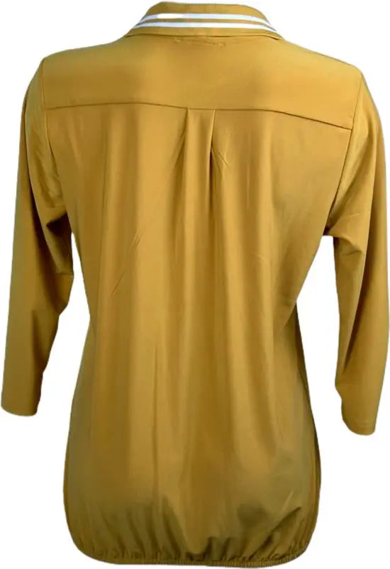 Angelle Milan – travelstof blouse – Gele Sportieve blouse met Band – Ademend – Kreukvrij – Duurzame Blouse - Mapsy B.V