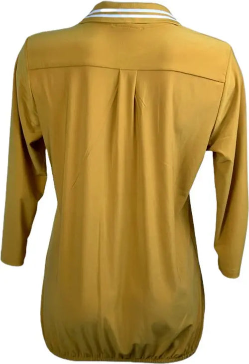 Angelle Milan – travelstof blouse – Gele Sportieve blouse met Band – Ademend – Kreukvrij – Duurzame Blouse - Mapsy B.V