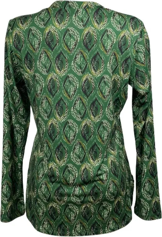 Angelle Milan – travelstof blouse – Groene glamour blouse – Ademend – Kreukvrij – Duurzame Blouse - Mapsy B.V