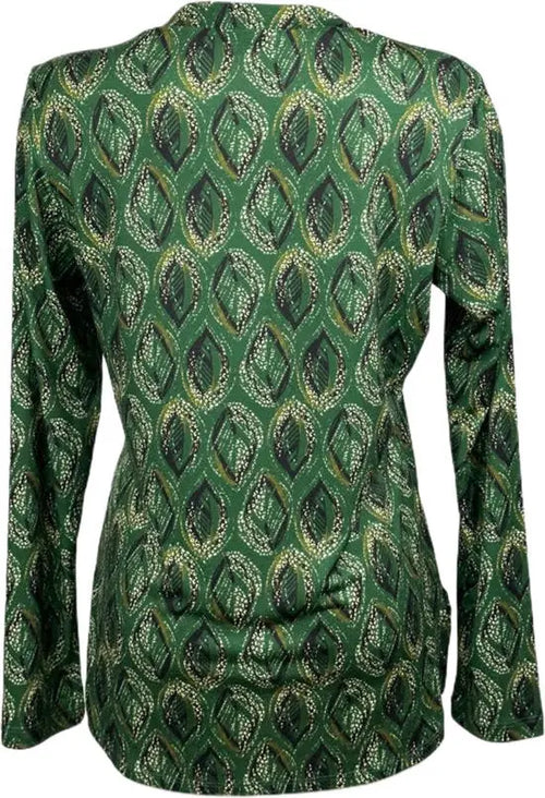 Angelle Milan – travelstof blouse – Groene glamour blouse – Ademend – Kreukvrij – Duurzame Blouse - Mapsy B.V