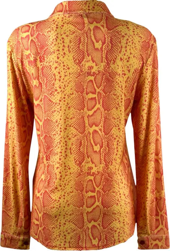 Angelle Milan - Oranje Blouse voor Dames - Travelstof - Ademend - Kreukherstellend - Duurzaam - Maat L - in 5 maten!