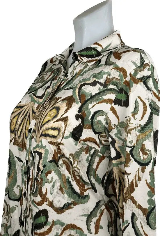 Angelle Milan - Camouflage Groene Blouse voor Dames - Travelstof - Strijkvrij - Stretch - Duurzaam - Maat XXL - in 4 maten!