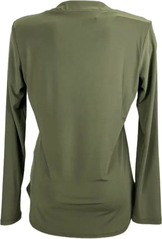 Angelle Milan – travelstof blouse – Effen Army blouse – Ademend – Kreukvrij – Duurzame Blouse - Mapsy B.V