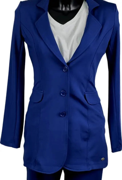 Angelle Milan – travelstof blazer voor dames – Blauw Jasje met 3 knopen – Ademend – Kreukherstellend – Duurzaam - Mapsy B.V