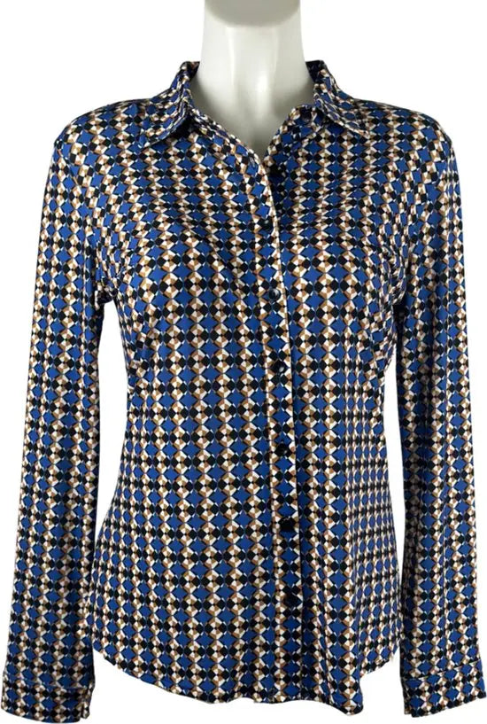 Angelle Milan - Donkerblauwe Blouse voor Dames - Travelstof - Ademend - Kreukherstellend - Duurzaam - Maat XXL - in 5 maten!