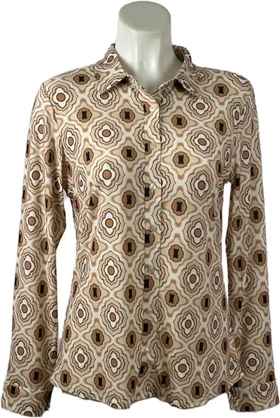 Angelle Milan - Mokka travelstof Blouse voor Dames - Travelstof - Ademend - Kreukherstellend - Duurzaam - in 5 maten! - Mapsy B.V