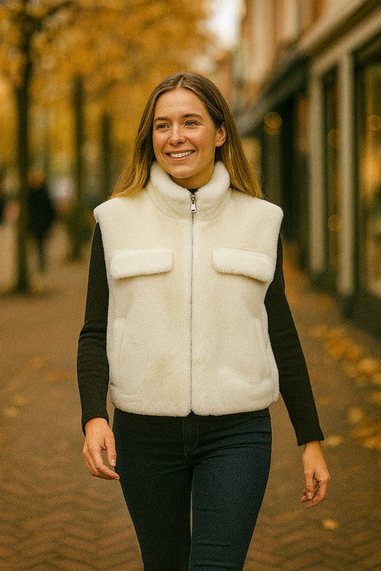 Premium Faux Fur Bodywarmer Wit