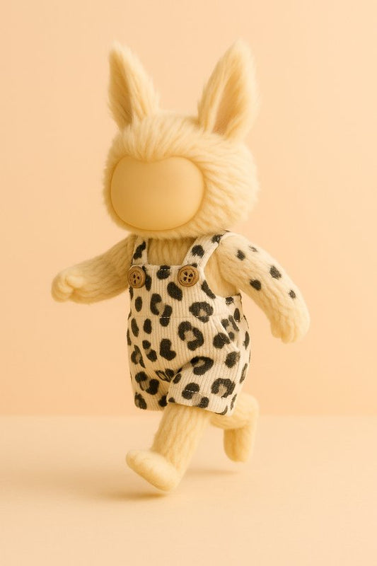 Labubu Outfit - Luipaardprint tuinbroekje met knoopdetail