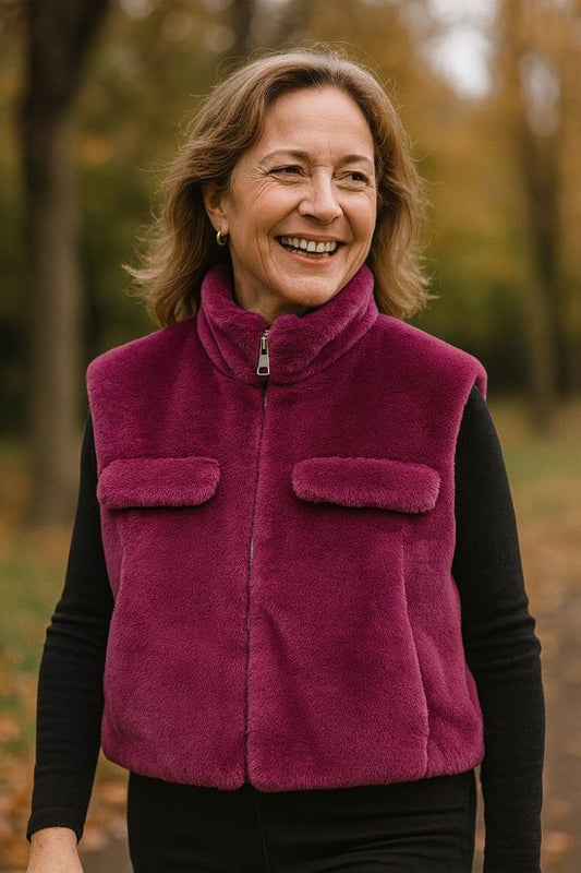 Premium Faux Fur Bodywarmer Bordeaux