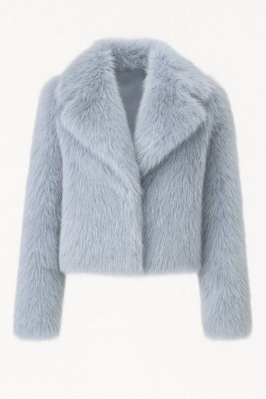 Premium Faux Fur Jas Lichtblauw