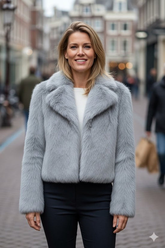 Premium Faux Fur Jas Grijs