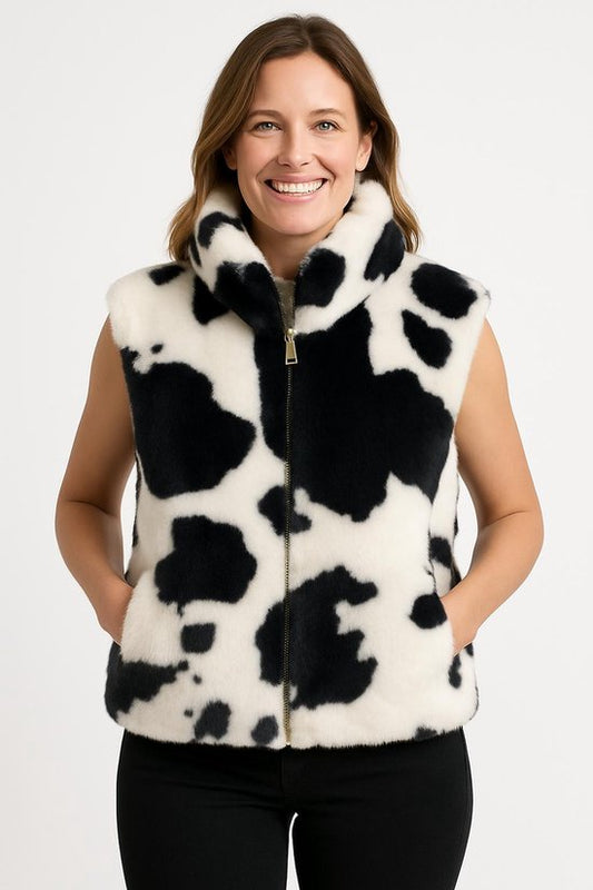 Faux Fur Bodywarmer Cow