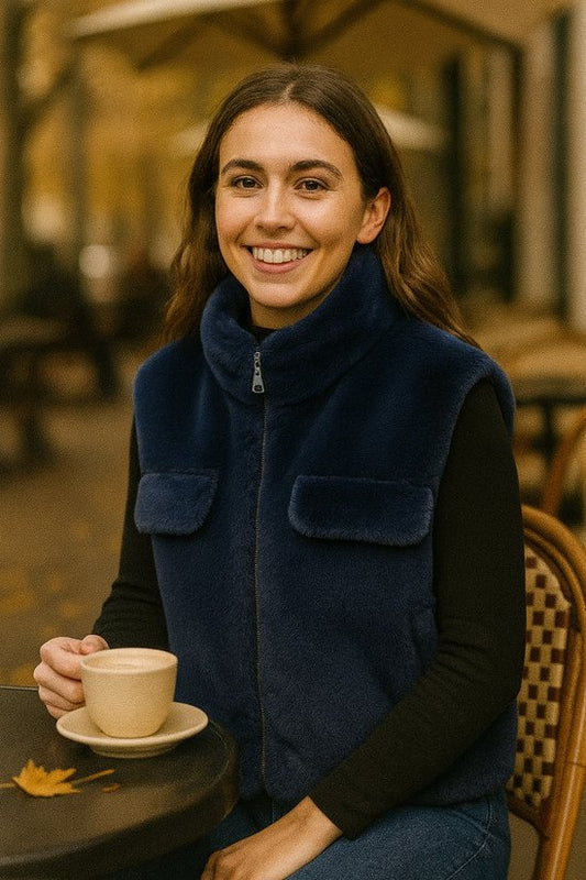 Premium Faux Fur Bodywarmer Royal Blue