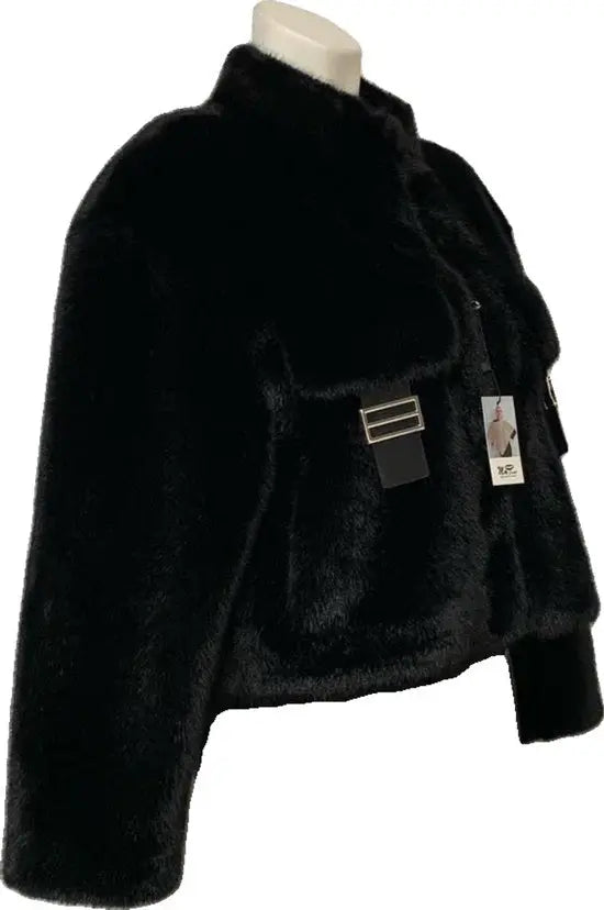 Elegante Dames Faux Fur Bontjas met Zakken – Warm en Zacht - Beschikbaar in 2 stijlvolle kleuren - One Size - Zwart