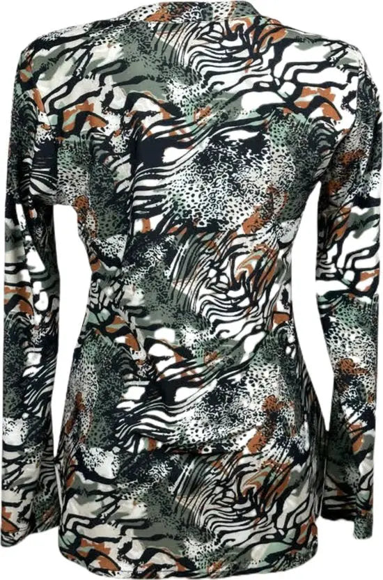Angelle Milan – travelstof blouse – Mint zwart/witte Blouse – Ademend – Kreukvrij – Duurzame Blouse - Mapsy B.V