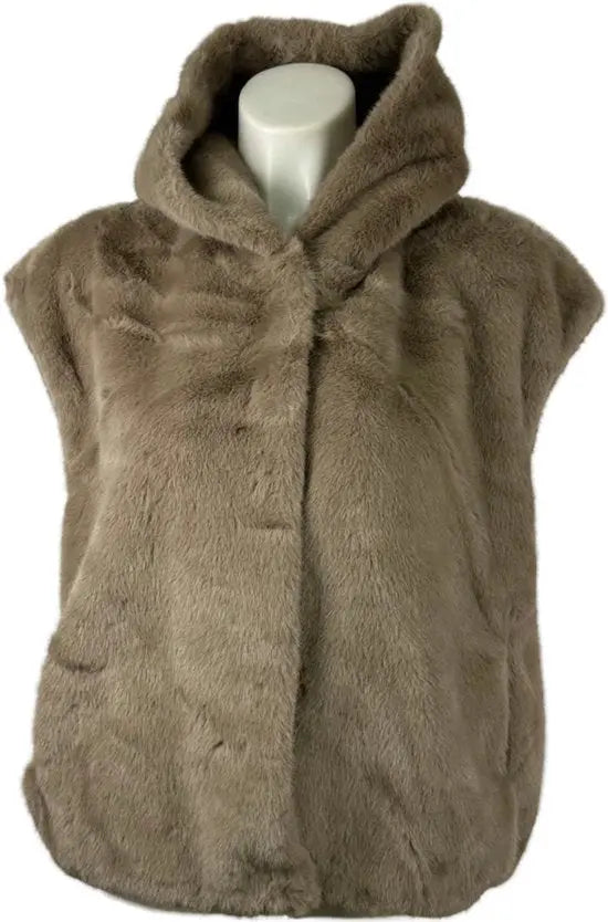 Trendy Faux Fur Bodywarmer met Capuchon - In 4 kleuren - One Size - Wintertrend 2024!