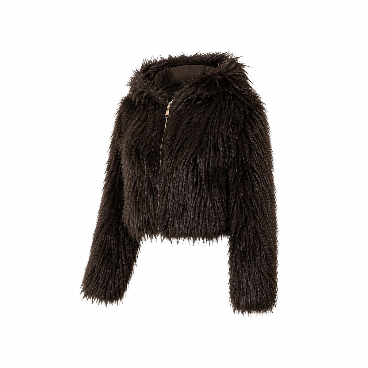 Shaggy Faux Fur Jas met Capuchon - One Size