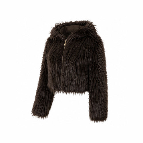 Shaggy Faux Fur Jas met Capuchon - One Size