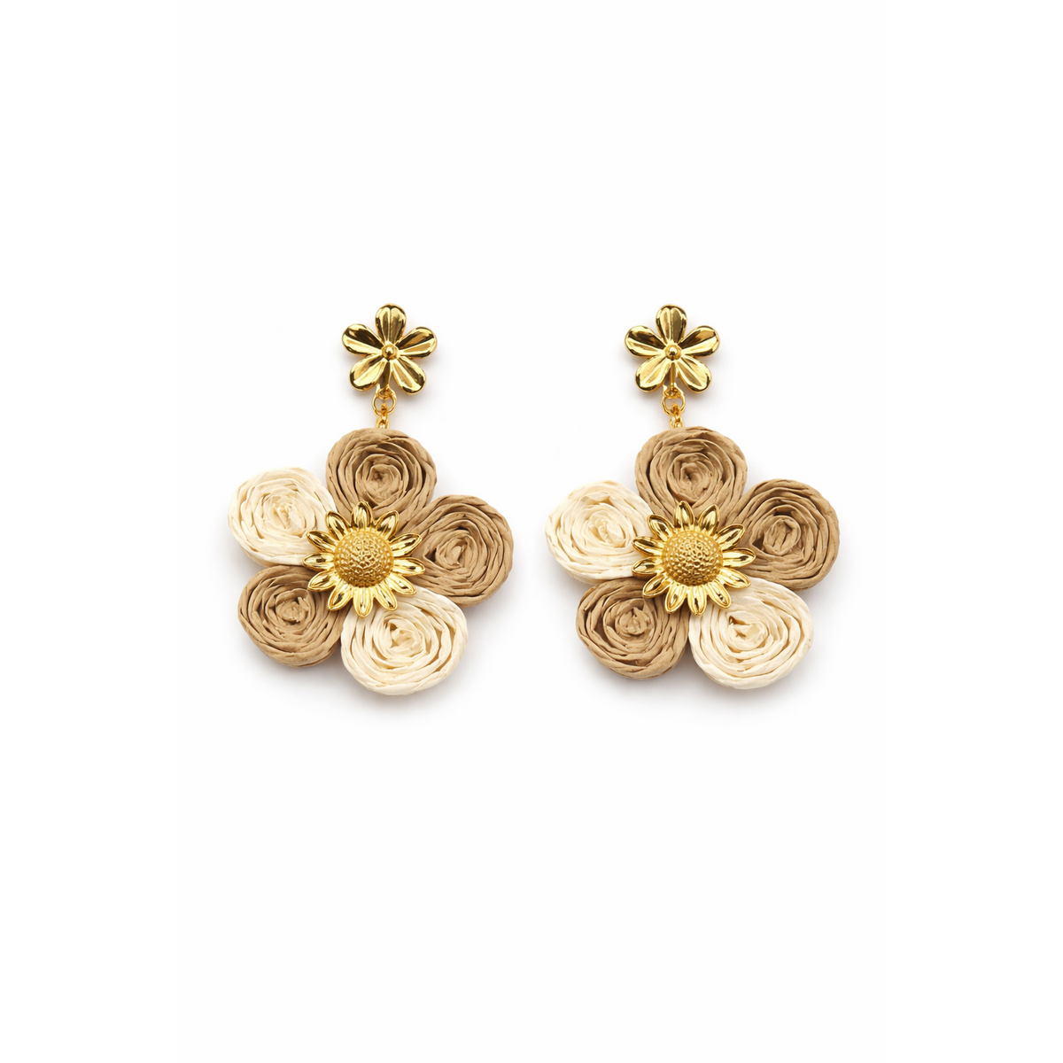 HS Oorbel - In 3 Kleuren - Bloem - Beige