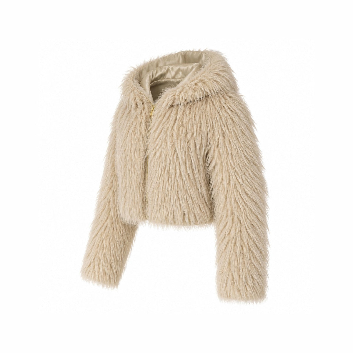 Shaggy Faux Fur Jas met Capuchon - One Size