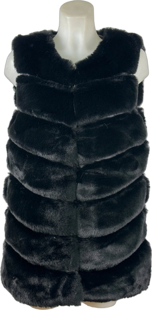 Luxe dames bodywarmer van imitatiebont - 100% Acryl, Zwart - Trendy en Warm - One Size! - Mapsy B.V