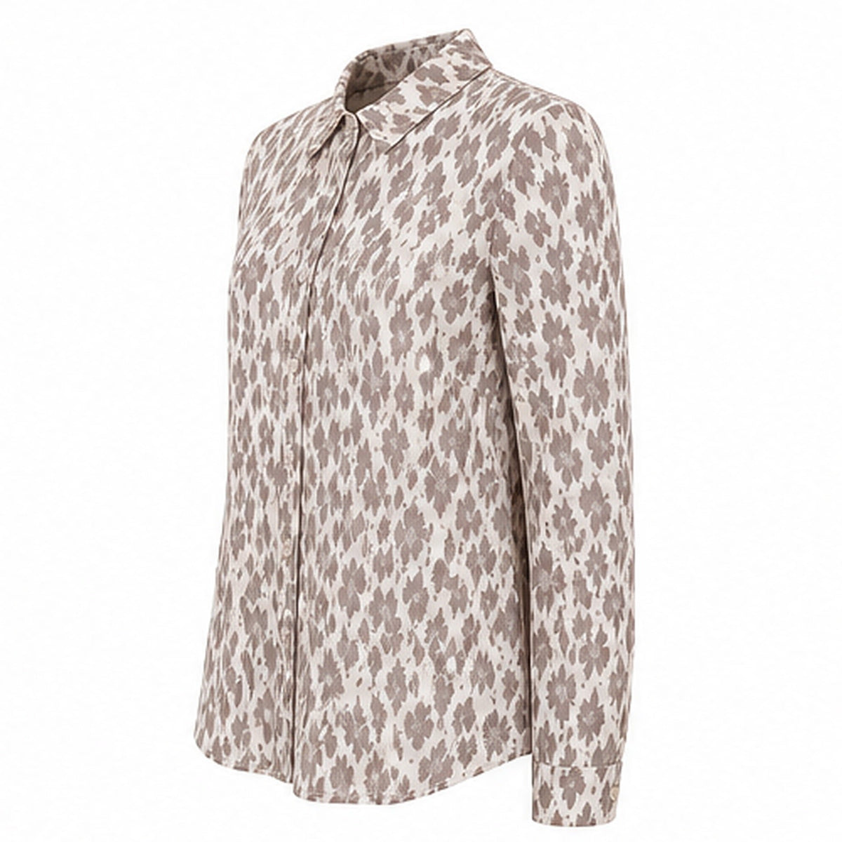 Angelle Milan Travelstof Blouse - Crème Taupe Kleine Bloemenprint