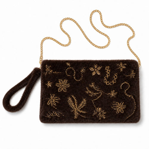 Geborduurd Faux Fur Schoudertasje - 27x18 cm