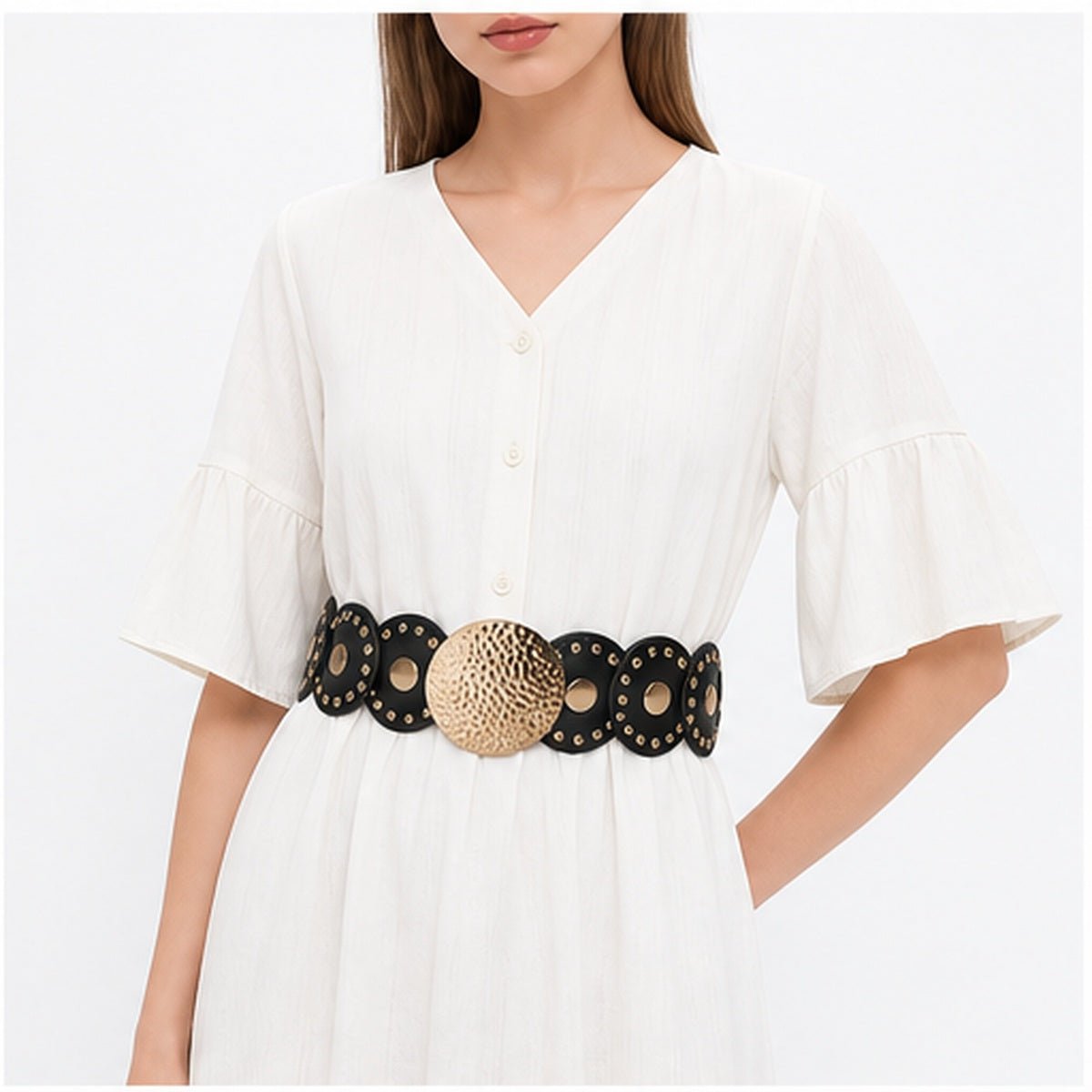 Brede Elastische Riem met Ronde Gesp - One Size