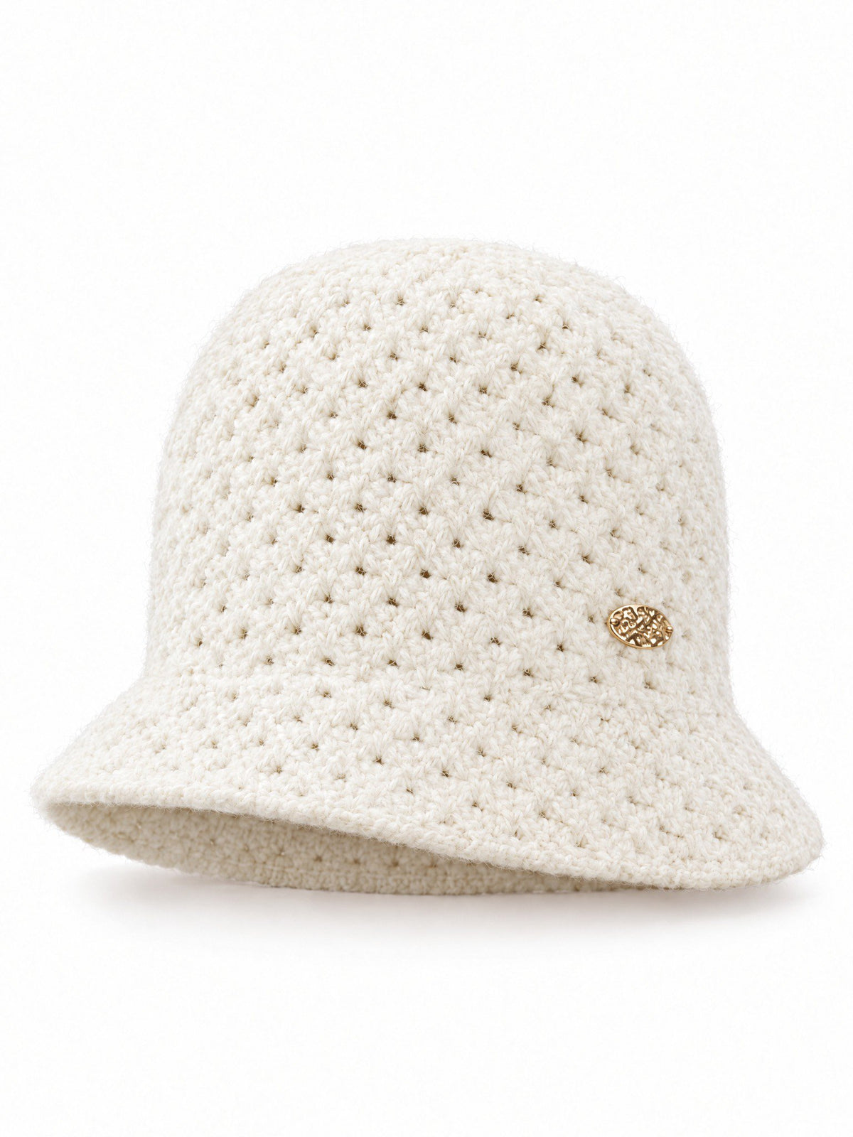 Gehaakte Bucket Hat met Gouden Plaatje