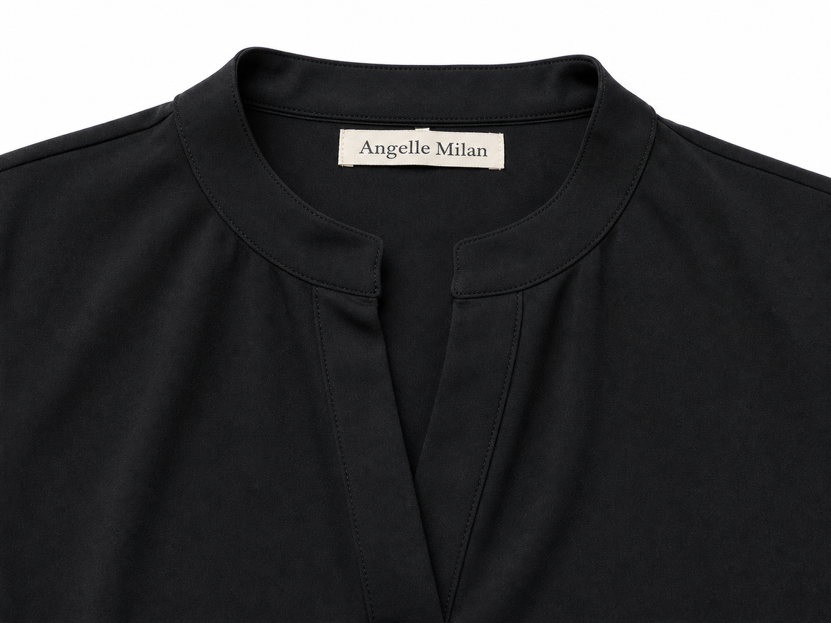Angelle Milan Travelstof Jurk - Zwart Effen