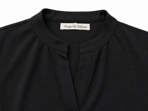 Angelle Milan Travelstof Jurk - Zwart Effen