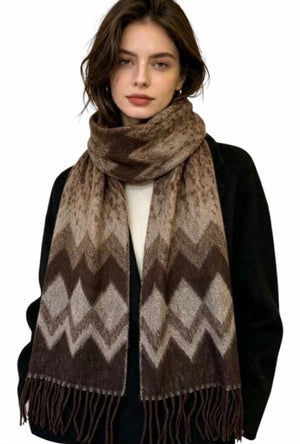 Zigzag Sjaal met Franjes - Kasjmiermix