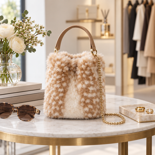 Faux Fur Spotted Crossbody Tas