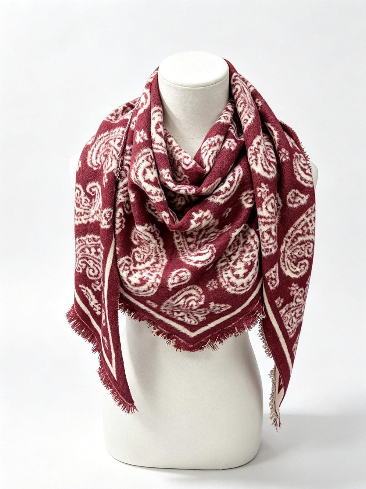 Vierkante Paisley Sjaal met Sierrand en Franjes