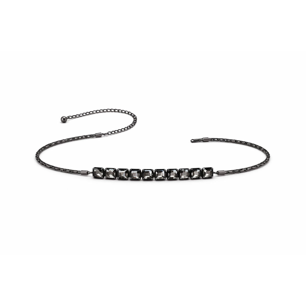 HS Riem - In 4 Kleuren - One Size Metalen Riem met Glas - Donkergrijs