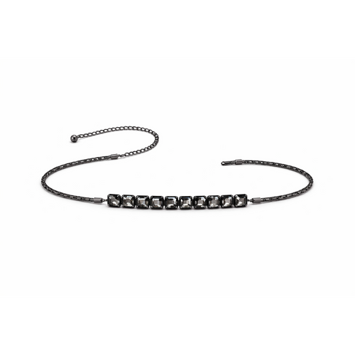 HS Riem - In 4 Kleuren - One Size Metalen Riem met Glas - Donkergrijs