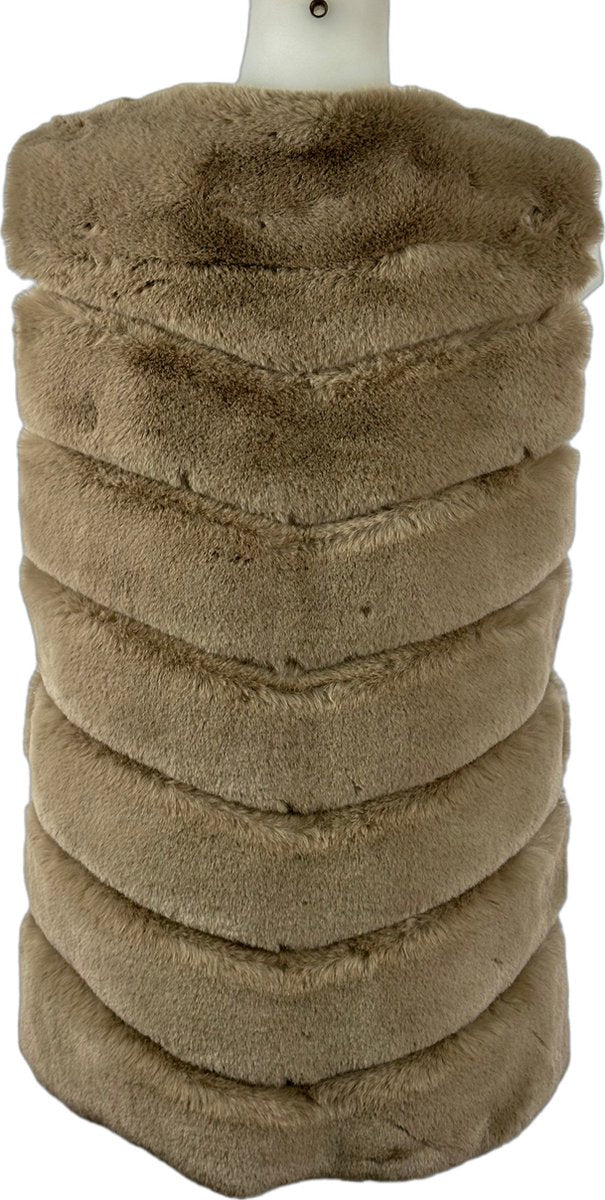 Luxe dames bodywarmer van imitatiebont - 100% Acryl, Taupe - Trendy en Warm - One Size! - Mapsy B.V