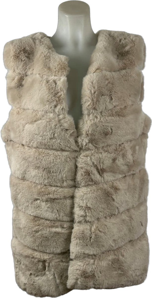 Luxe dames bodywarmer van imitatiebont - 100% Acryl, Beige - Trendy en Warm - One Size! - Mapsy B.V