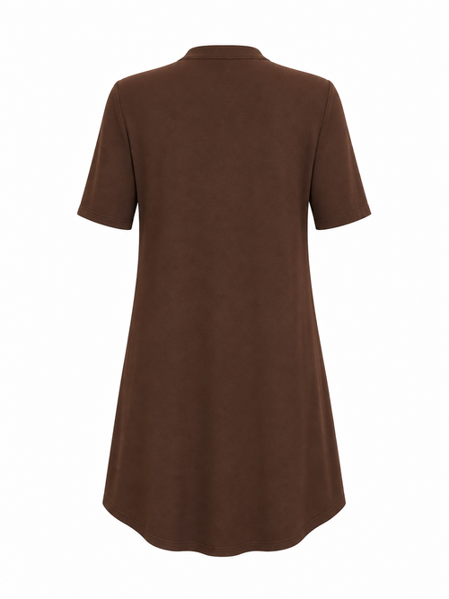 Angelle Milan Travelstof Jurk - Chocoladebruin Effen