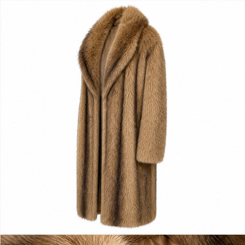Lange Faux Fur Jas - One Size - Donkerbruin & Camel