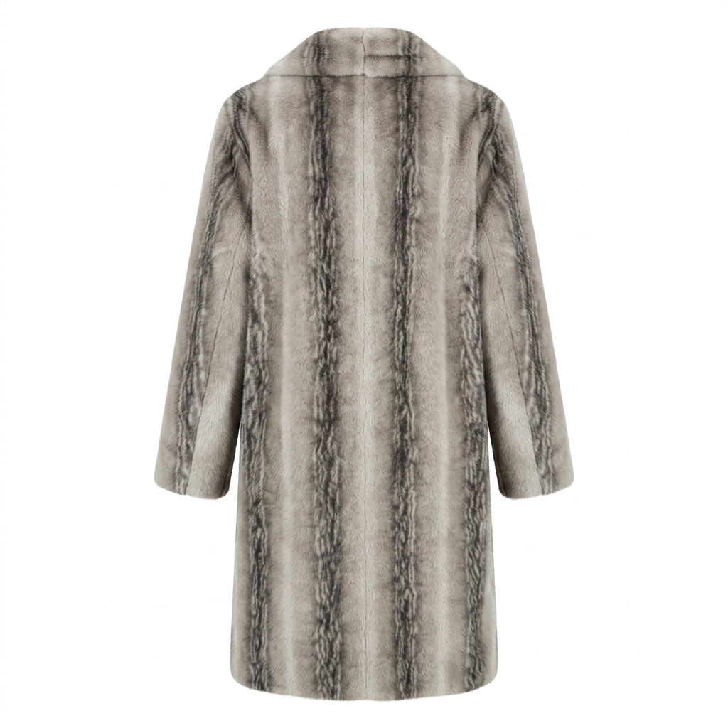 Faux Fur Jas - Grijze streep