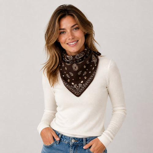 Gebreide Bandanasjaal met Paisleyprint