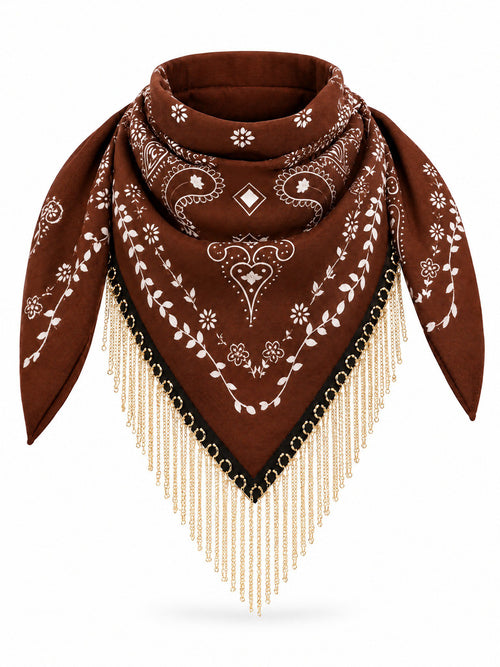 Bandana Sjaal Paisley met Gouden Kettingfranje