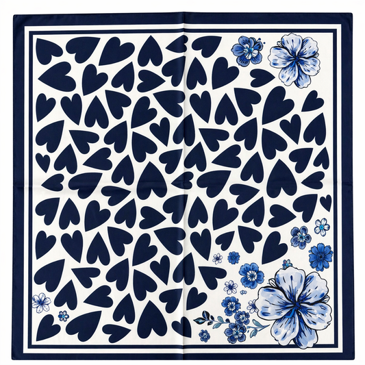 HS Sjaal - 70x70 NIEUW - In 3 Kleuren - Zijde Satijnen Look - Donkerblauw