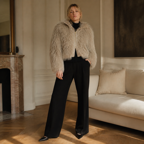 Shaggy Faux Fur Jas met Capuchon - One Size