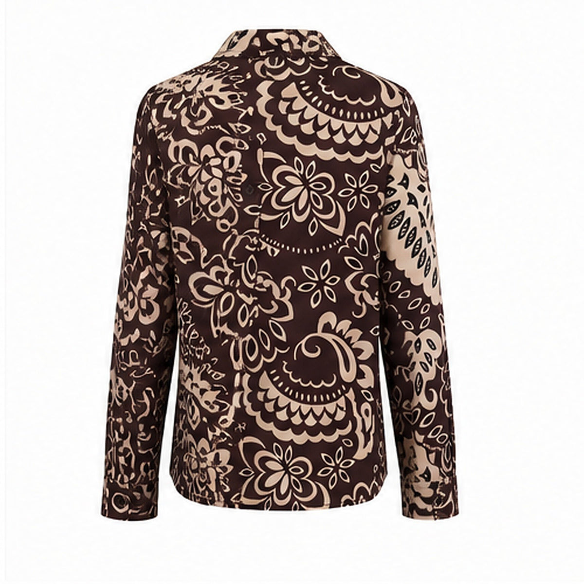 Angelle Milan Travelstof Blouse - Chocoladebruin Crème Botanische Print